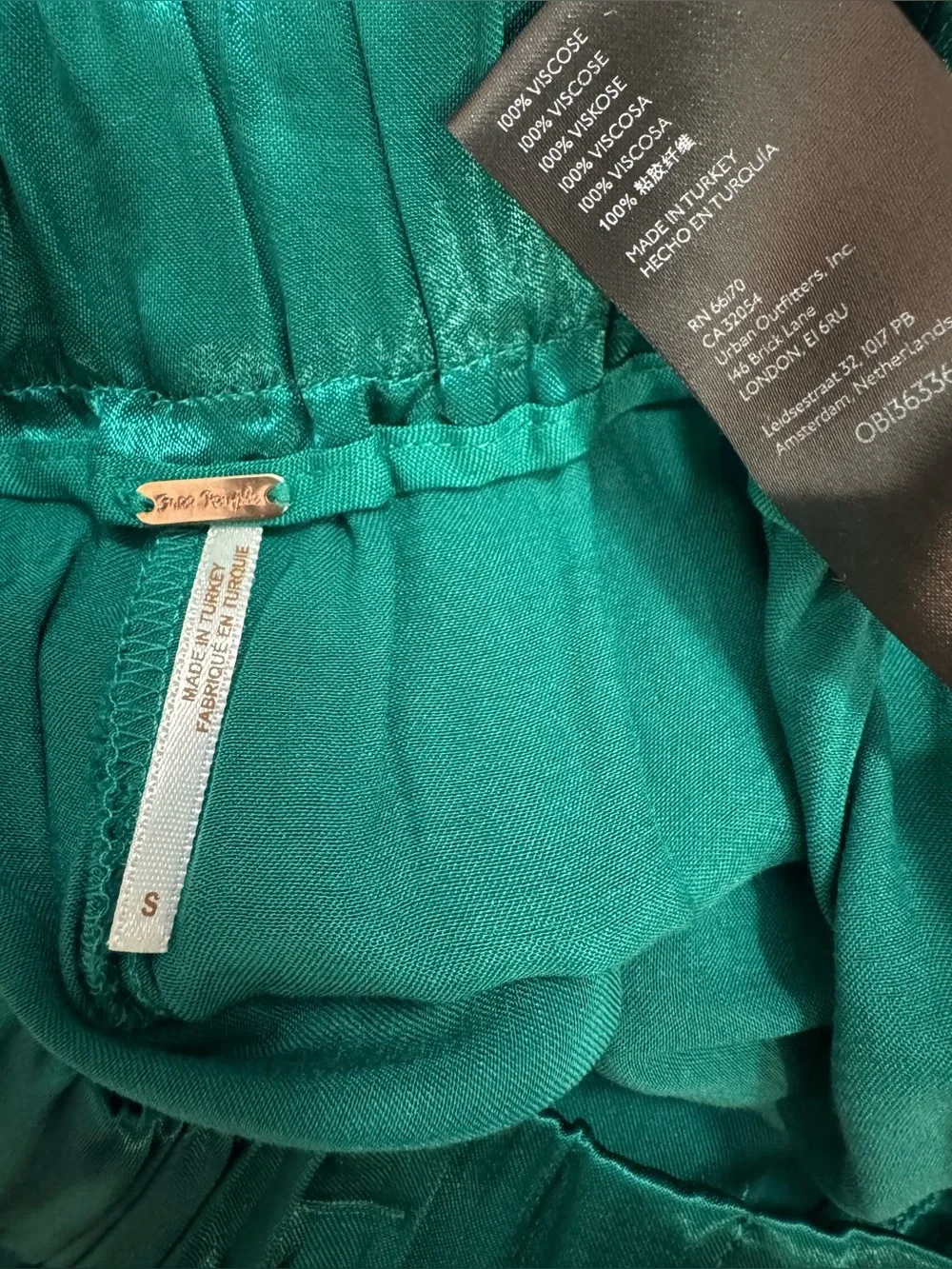 Freepeople Satin Palazzo Good days trouser  Emerald Green WideLeg Highrise sizeS